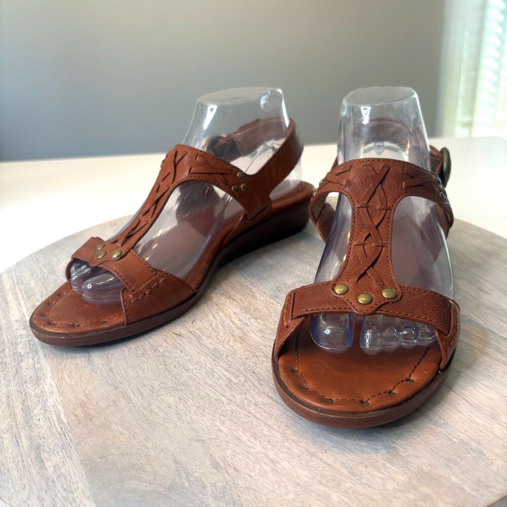 Frye Avery Strap Leather Cognac Brown Boho Western Sandals US Size 9M 9 M